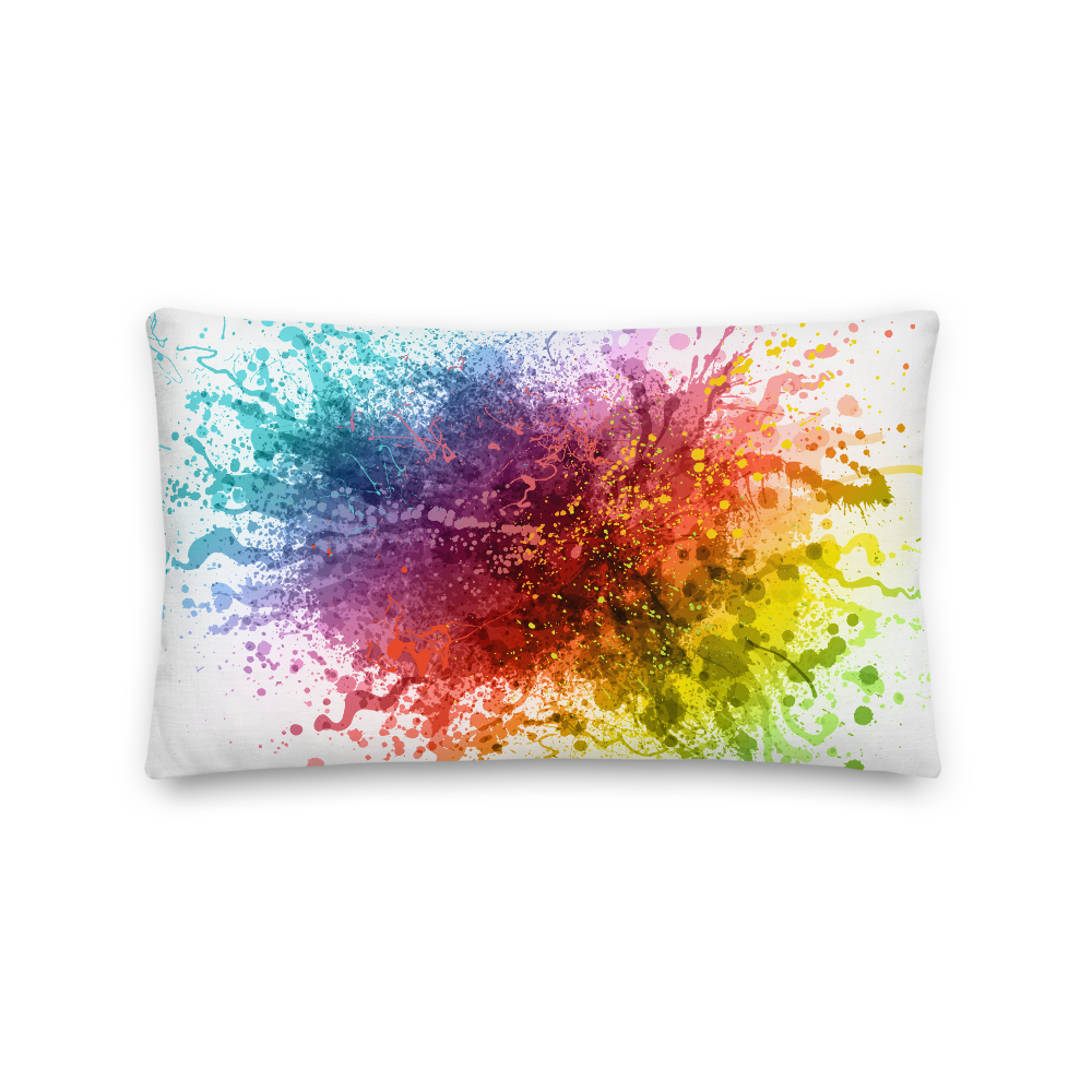 20×12 Rainbow Paint Splash Premium Pillow by Design Express