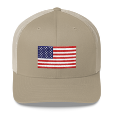 Khaki United States Flag "Solo" Trucker Cap by Design Express