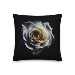 White Rose on Black Premium Pillow by Design Express