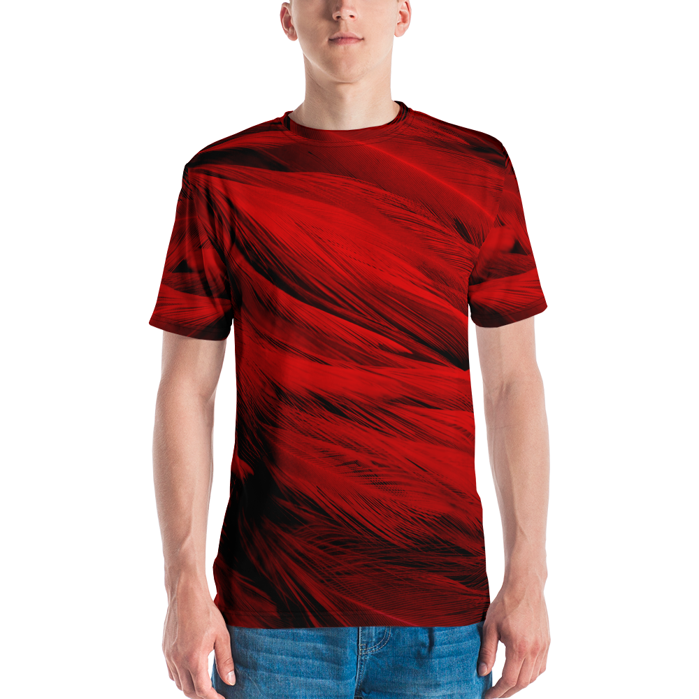 XS Red Feathers Men's T-shirt by Design Express