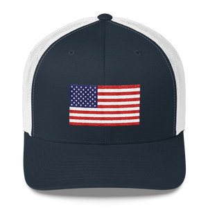 Navy/ White United States Flag "Solo" Trucker Cap by Design Express