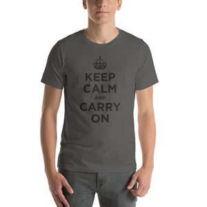 Asphalt / S Keep Calm and Carry On (Black) Short-Sleeve Unisex T-Shirt by Design Express