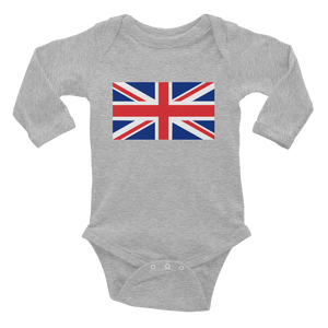 Heather / 6M United Kingdom Flag "Solo" Infant Long Sleeve Bodysuit by Design Express