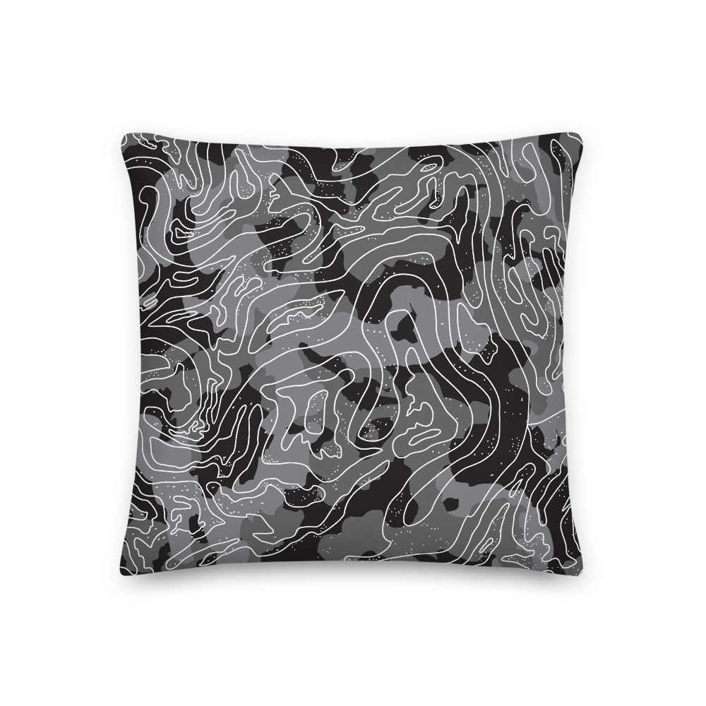 18×18 Grey Black Camoline Square Premium Pillow by Design Express