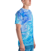 Blue Watercolor Marble Men's T-shirt by Design Express