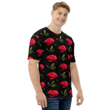 Red Rose on Black Men's T-shirt by Design Express