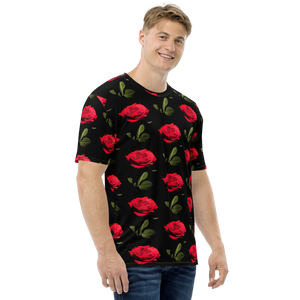 Red Rose on Black Men's T-shirt by Design Express