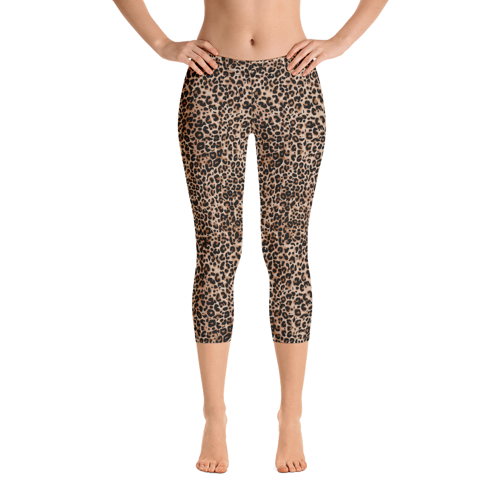 XS Golden Leopard Capri Leggings by Design Express