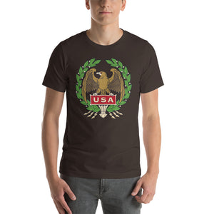 Brown / S USA Eagle Illustration Short-Sleeve Unisex T-Shirt by Design Express