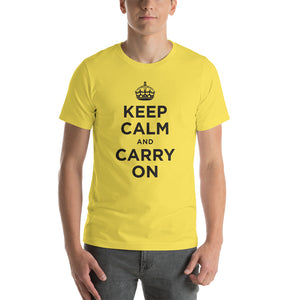 Yellow / S Keep Calm and Carry On (Black) Short-Sleeve Unisex T-Shirt by Design Express