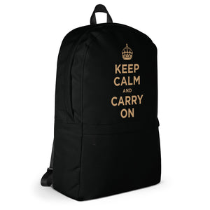 Keep Calm And Carry On (Black Gold) Backpack by Design Express