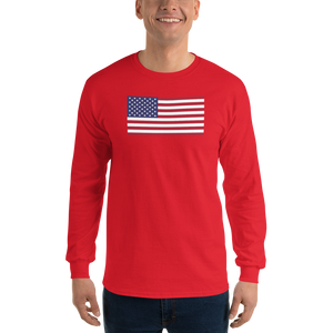 Red / S United States Flag "Solo" Long Sleeve T-Shirt by Design Express