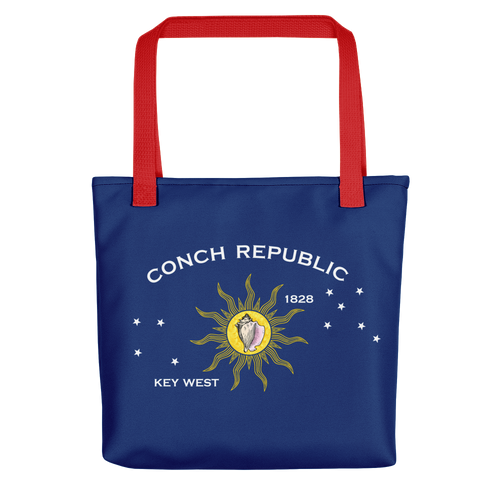 Red Key West Conch Republic Flag Allover Print Tote bag Totes by Design Express