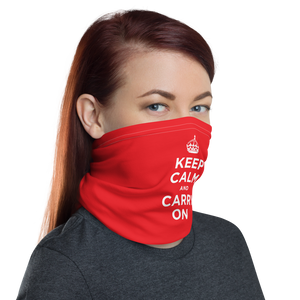 Red Keep Calm & Carry On Face & Neck Gaiter Masks by Design Express