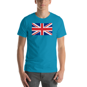 Aqua / S United Kingdom Flag "Solo" Short-Sleeve Unisex T-Shirt by Design Express