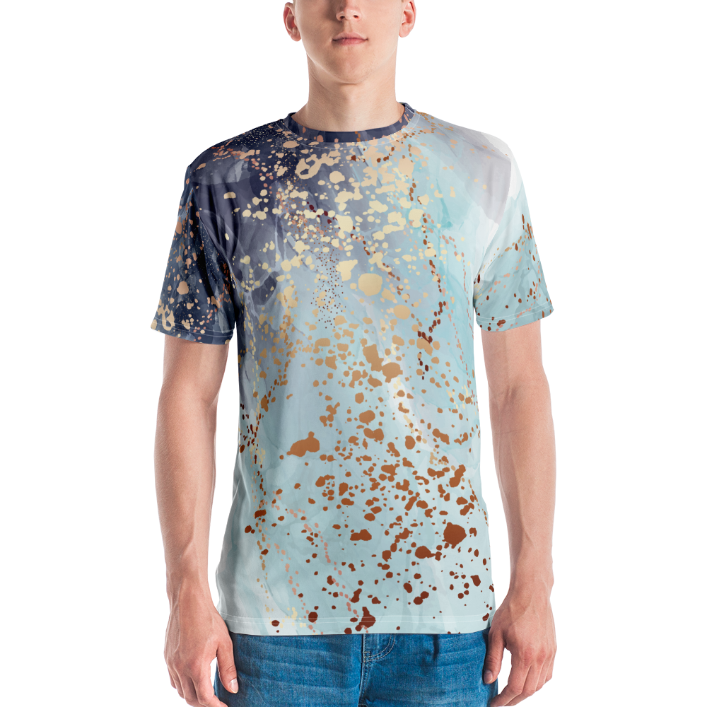 XS Soft Blue Gold Men's T-shirt by Design Express