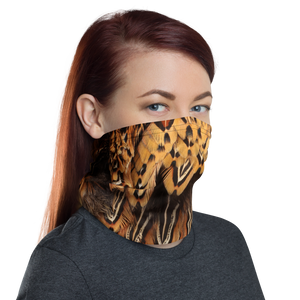 Brown Pheasant Feathers Neck Gaiter Masks by Design Express