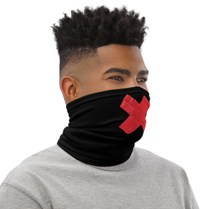 Crossed Red Duct Tape on Black Neck Gaiter by Design Express