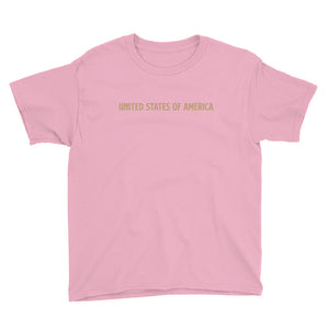 CharityPink / XS United States Of America Eagle Illustration Reverse Gold Backside Youth Short Sleeve T-Shirt by Design Express