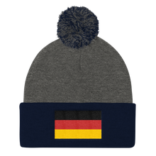 Dark Heather Grey/ Navy Germany Flag Pom Pom Knit Cap by Design Express