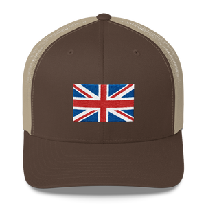 Brown/ Khaki United Kingdom Flag "Solo" Trucker Cap by Design Express