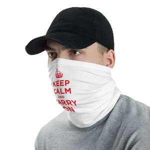 Red Keep Calm & Carry On Neck Gaiter Masks by Design Express