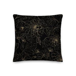 18×18 Golden Floral Square Premium Pillow by Design Express