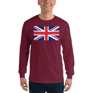 Maroon / S United Kingdom Flag "Solo" Long Sleeve T-Shirt by Design Express