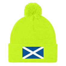 Neon Yellow Scotland Flag "Solo" Pom Pom Knit Cap by Design Express