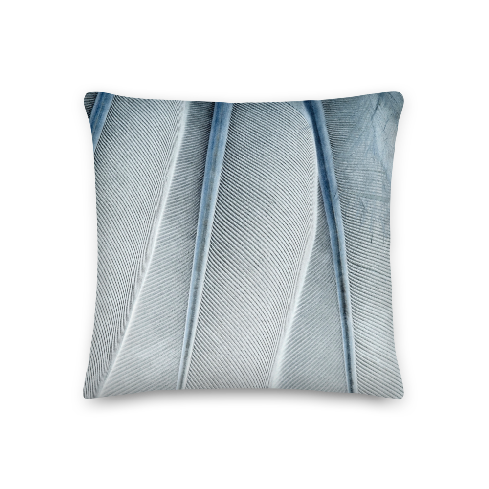 18×18 White Feathers Texture Square Premium Pillow by Design Express