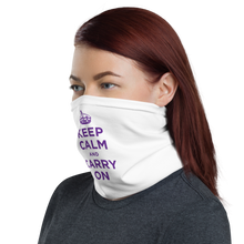 Purple Keep Calm & Carry On Neck Gaiter Masks by Design Express