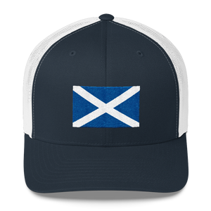 Navy/ White Scotland Flag "Solo" Trucker Cap by Design Express