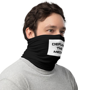 Defund The Media Rectangular Black Neck Gaiter by Design Express