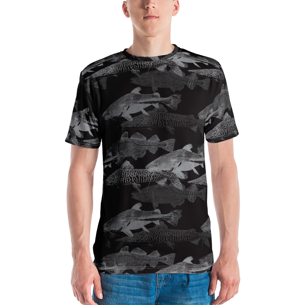 XS Grey Black Catfish Men's T-shirt by Design Express