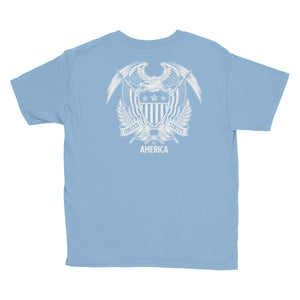 United States Of America Eagle Illustration Reverse Backside Youth Short Sleeve T-Shirt by Design Express