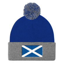 Royal/ Heather Grey Scotland Flag "Solo" Pom Pom Knit Cap by Design Express