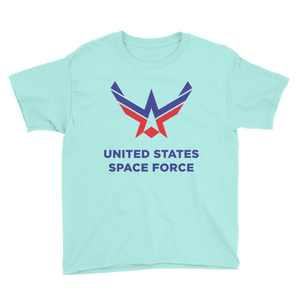 Teal Ice / S United States Space Force Youth Short Sleeve T-Shirt by Design Express