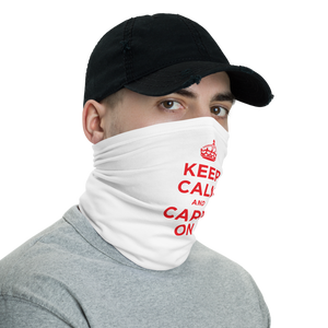 Red Keep Calm & Carry On Neck Gaiter Masks by Design Express