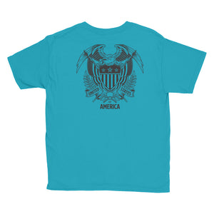 United States Of America Eagle Illustration Backside Youth Short Sleeve T-Shirt by Design Express