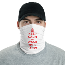 Default Title White Red Keep Calm and Wash Your Hands Neck Gaiter Masks by Design Express