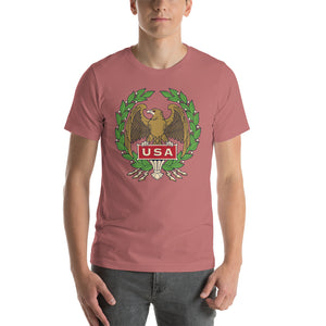 Mauve / S USA Eagle Illustration Short-Sleeve Unisex T-Shirt by Design Express