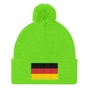 Neon Green Germany Flag Pom Pom Knit Cap by Design Express