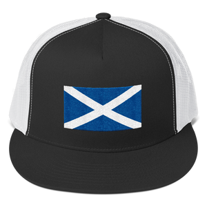 Black/ White Scotland Flag "Solo" Trucker Cap by Design Express