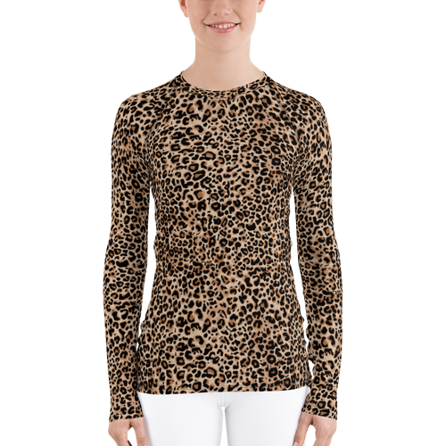 XS Golden Leopard Women's Rash Guard by Design Express