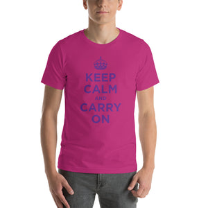 Berry / S Keep Calm and Carry On (Purple) Short-Sleeve Unisex T-Shirt by Design Express