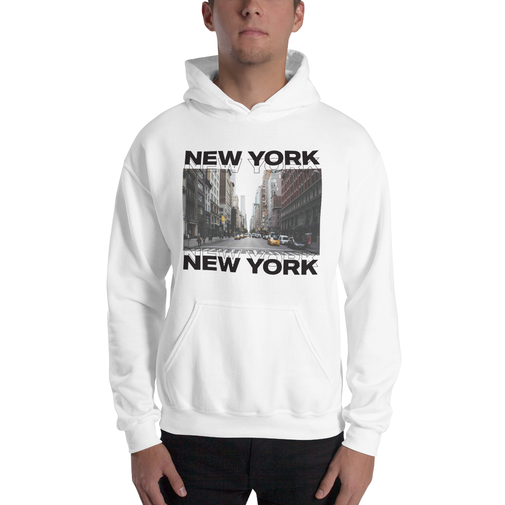 S New York Unisex White Hoodie by Design Express