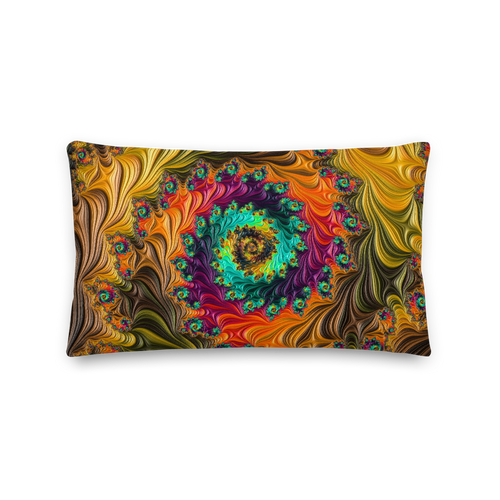 Default Title Multicolor Fractal Rectangle Premium Pillow by Design Express