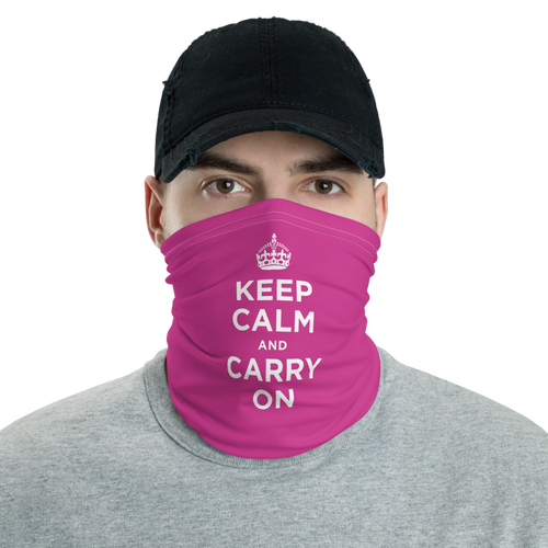 Default Title Magenta Keep Calm & Carry On Neck Gaiter Masks by Design Express