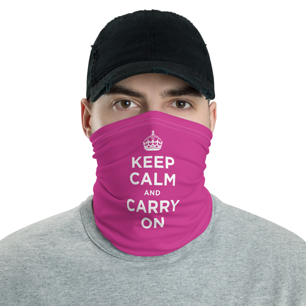 Default Title Magenta Keep Calm & Carry On Neck Gaiter Masks by Design Express