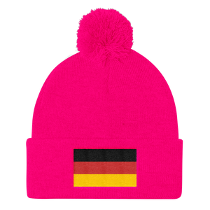 Neon Pink Germany Flag Pom Pom Knit Cap by Design Express